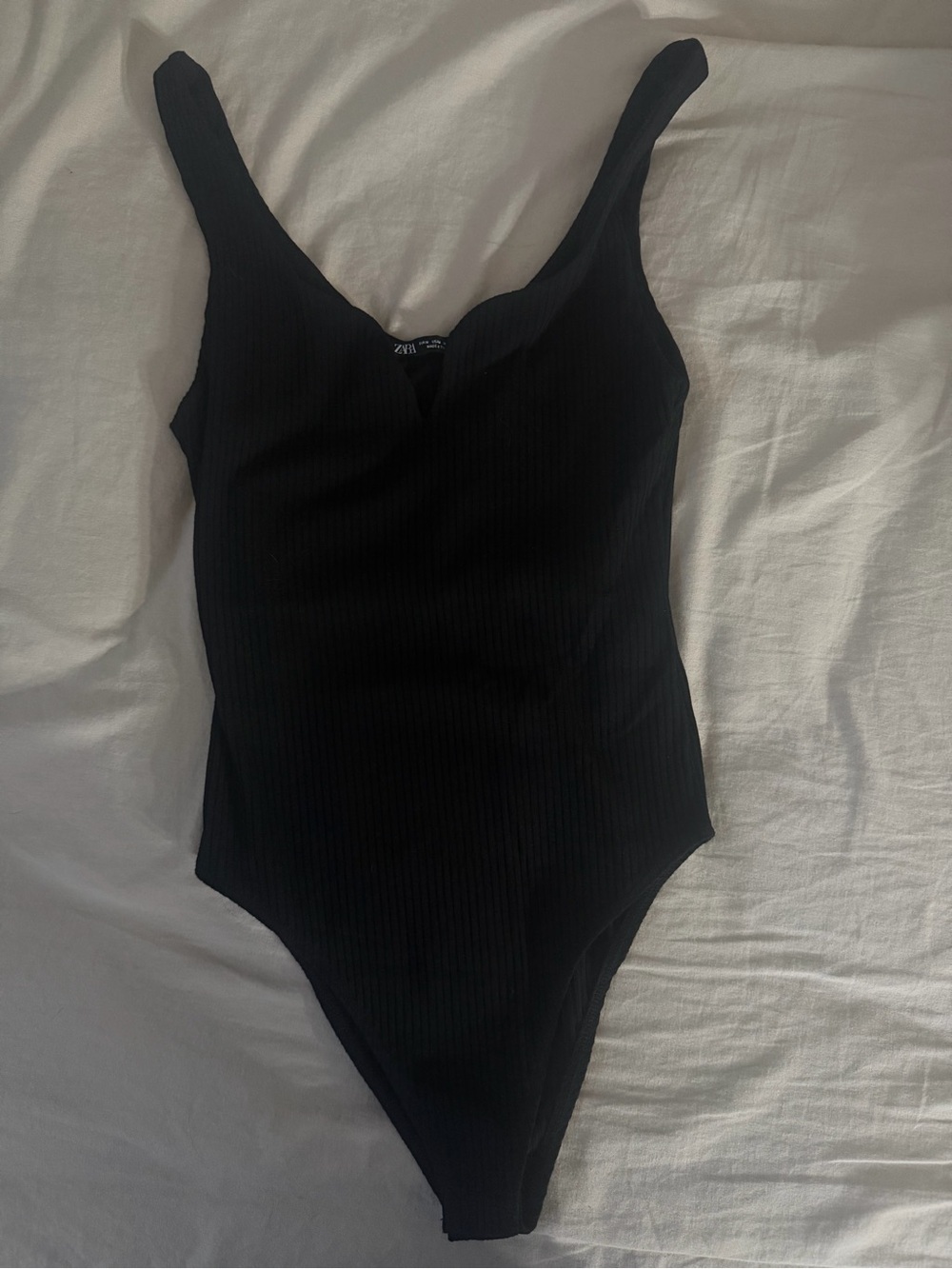 Zara Black Ribbed Bodysuit